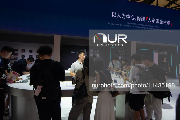 A general view of the Xiaomi booth is being shown during the Chinajoy games fair in Shanghai, China, on July 26, 2024. 