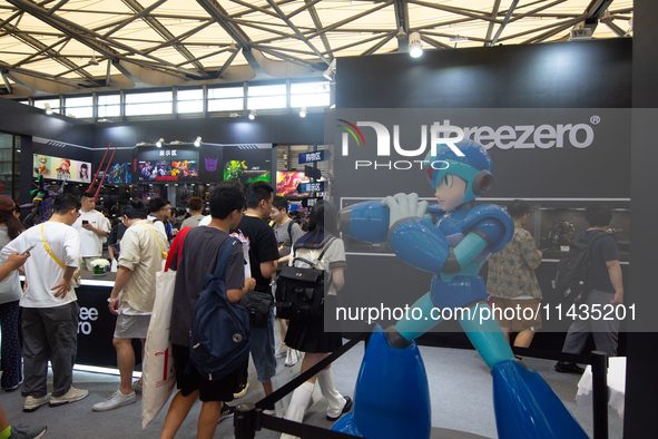 A general view of Threezero Collective figures is being seen at a booth during the Chinajoy games fair in Shanghai, China, on July 26, 2024....