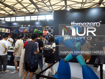 A general view of Threezero Collective figures is being seen at a booth during the Chinajoy games fair in Shanghai, China, on July 26, 2024....