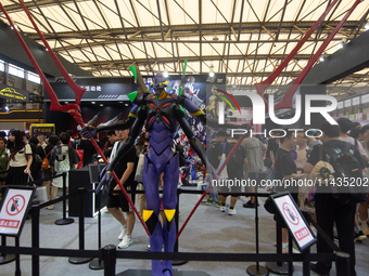 A general view of Threezero Collective figures is being seen at a booth during the Chinajoy games fair in Shanghai, China, on July 26, 2024....