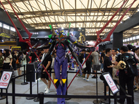 A general view of Threezero Collective figures is being seen at a booth during the Chinajoy games fair in Shanghai, China, on July 26, 2024....