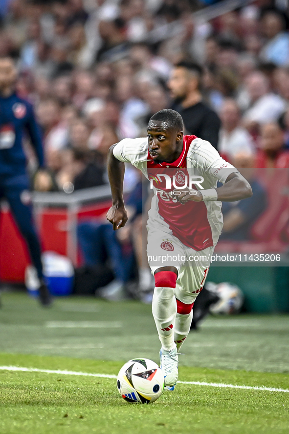 Ajax player Carlos Forbs is playing during the match Ajax vs. Vojvodina at the Johan Cruijff ArenA for the UEFA Europa League Second qualify...