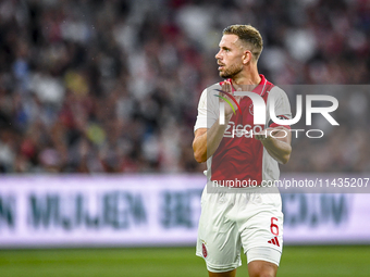 Ajax player Jordan Henderson is playing during the match Ajax vs. Vojvodina at the Johan Cruijff ArenA for the UEFA Europa League Second qua...