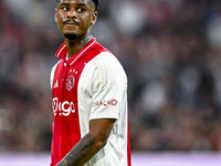 Ajax player Jorrel Hato is playing during the match Ajax vs. Vojvodina at the Johan Cruijff ArenA for the UEFA Europa League Second qualifyi...