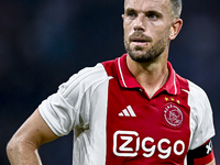 Ajax player Jordan Henderson is playing during the match Ajax vs. Vojvodina at the Johan Cruijff ArenA for the UEFA Europa League Second qua...