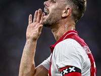 Ajax player Jordan Henderson is playing during the match Ajax vs. Vojvodina at the Johan Cruijff ArenA for the UEFA Europa League Second qua...