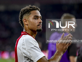 Ajax player Devyne Rensch is playing during the match Ajax vs. Vojvodina at the Johan Cruijff ArenA for the UEFA Europa League Second qualif...