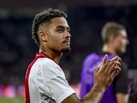 Ajax player Devyne Rensch is playing during the match Ajax vs. Vojvodina at the Johan Cruijff ArenA for the UEFA Europa League Second qualif...