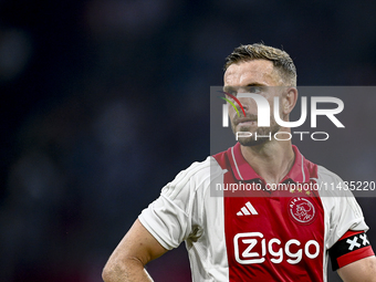 Ajax player Jordan Henderson is playing during the match Ajax vs. Vojvodina at the Johan Cruijff ArenA for the UEFA Europa League Second qua...