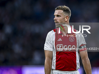 Ajax player Jordan Henderson is playing during the match Ajax vs. Vojvodina at the Johan Cruijff ArenA for the UEFA Europa League Second qua...