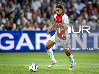 Ajax player Devyne Rensch is playing during the match Ajax vs. Vojvodina at the Johan Cruijff ArenA for the UEFA Europa League Second qualif...