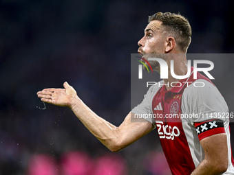 Ajax player Jordan Henderson is playing during the match Ajax vs. Vojvodina at the Johan Cruijff ArenA for the UEFA Europa League Second qua...