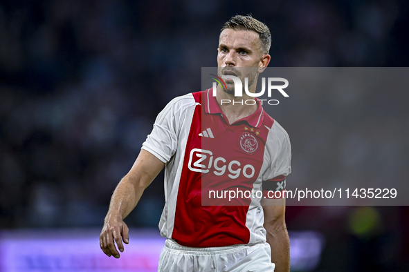 Ajax player Jordan Henderson is playing during the match Ajax vs. Vojvodina at the Johan Cruijff ArenA for the UEFA Europa League Second qua...