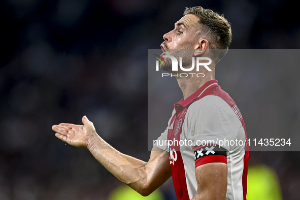 Ajax player Jordan Henderson is playing during the match Ajax vs. Vojvodina at the Johan Cruijff ArenA for the UEFA Europa League Second qua...