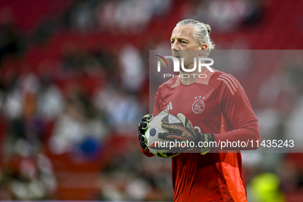 Ajax goalkeeper Remko Pasveer is playing during the match Ajax vs. Vojvodina at the Johan Cruijff ArenA for the UEFA Europa League Second qu...