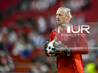 Ajax goalkeeper Remko Pasveer is playing during the match Ajax vs. Vojvodina at the Johan Cruijff ArenA for the UEFA Europa League Second qu...