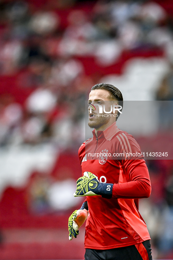 Ajax goalkeeper Diant Ramaj is playing during the match Ajax vs. Vojvodina at the Johan Cruijff ArenA for the UEFA Europa League Second qual...