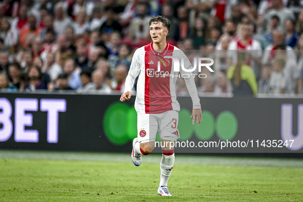 Ajax player Mika Godts is playing during the match Ajax vs. Vojvodina at the Johan Cruijff ArenA for the UEFA Europa League Second qualifyin...