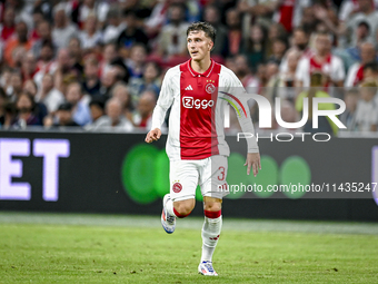 Ajax player Mika Godts is playing during the match Ajax vs. Vojvodina at the Johan Cruijff ArenA for the UEFA Europa League Second qualifyin...