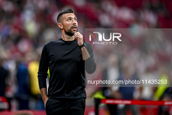 Ajax trainer Francesco Farioli is coaching during the match Ajax vs. Vojvodina at the Johan Cruijff ArenA for the UEFA Europa League Second...