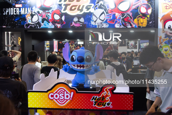 A general view of the Hot Toys booth is being seen during the Chinajoy games fair in Shanghai, China, on July 26, 2024. 