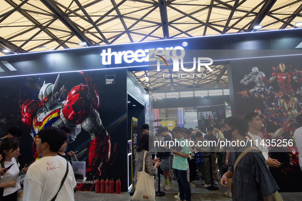 A general view is showing the Threezeron Collective booth during the Chinajoy games fair in Shanghai, China, on July 26, 2024. 