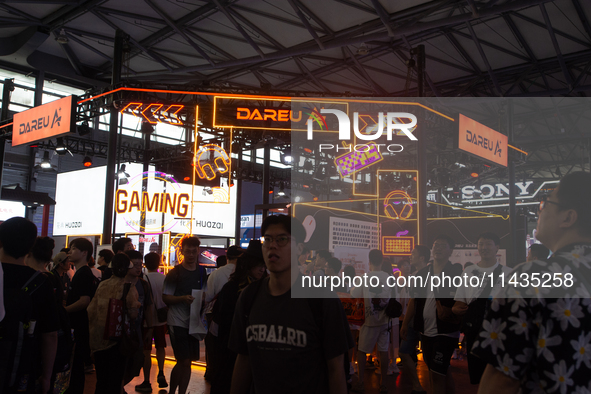 A general view of the Dareu gaming booth is being shown during the Chinajoy games fair in Shanghai, China, on July 26, 2024. 