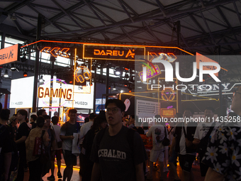 A general view of the Dareu gaming booth is being shown during the Chinajoy games fair in Shanghai, China, on July 26, 2024. (