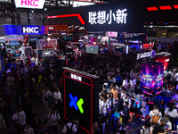 A general view of crowd fairgoers is showing them packed during the Chinajoy games fair in Shanghai, China, on July 26, 2024. (