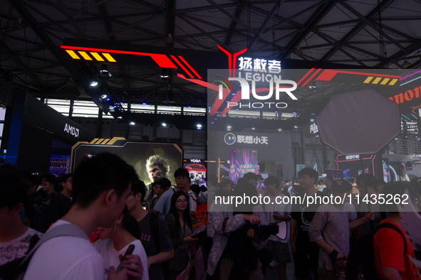 A general view of the Legion games booth is being shown during the Chinajoy games fair in Shanghai, China, on July 26, 2024. 