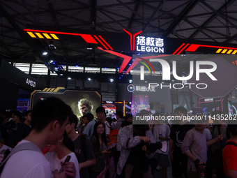 A general view of the Legion games booth is being shown during the Chinajoy games fair in Shanghai, China, on July 26, 2024. (