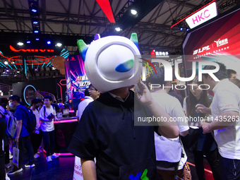 A general view of the HKC booth is being shown during the Chinajoy games fair in Shanghai, China, on July 26, 2024. (