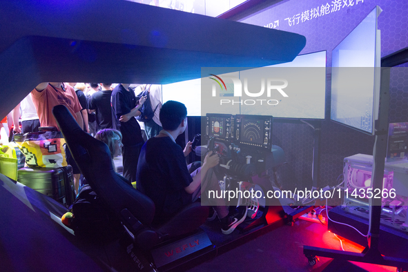 A general view of the AMD booth is being shown during the Chinajoy games fair in Shanghai, China, on July 26, 2024. 