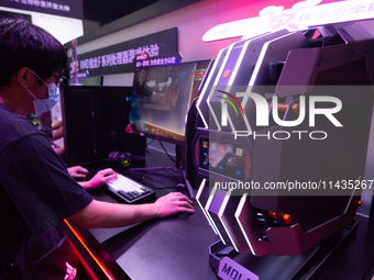 A general view of the AMD booth is being shown during the Chinajoy games fair in Shanghai, China, on July 26, 2024. (