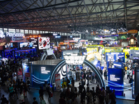 A general view of crowd fairgoers is showing them packed during the Chinajoy games fair in Shanghai, China, on July 26, 2024. (