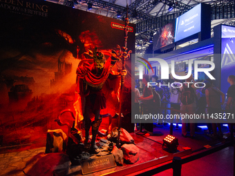 A general view is showing games of Shadow of the Erdtree at the PlayStation booth during the Chinajoy games fair in Shanghai, China, on July...