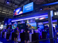 A general view is showing games of Astrobot at the PlayStation booth during the Chinajoy games fair in Shanghai, China, on July 26, 2024. (