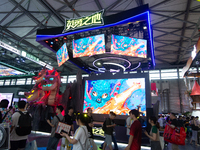 A general view of the Land of Hero video games booth is being shown during the Chinajoy games fair in Shanghai, China, on July 26, 2024. (