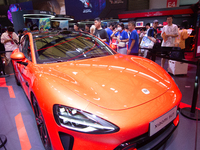 A Xiaomi Car is being seen at the Snapdragon semiconductor booth during the Chinajoy games fair in Shanghai, China, on July 26, 2024. (