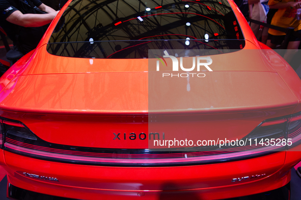 A Xiaomi Car is being seen at the Snapdragon semiconductor booth during the Chinajoy games fair in Shanghai, China, on July 26, 2024. 