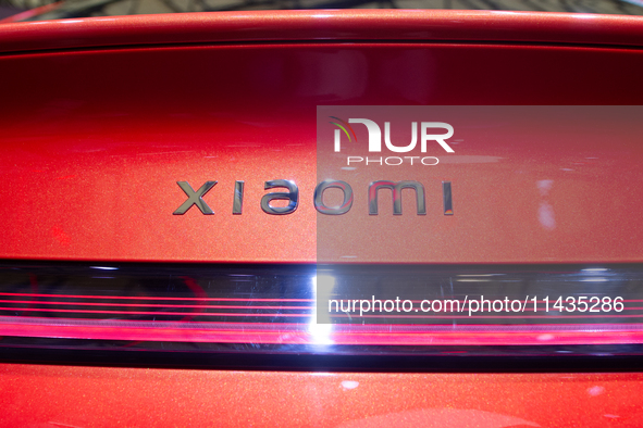 A Xiaomi Car is being seen at the Snapdragon semiconductor booth during the Chinajoy games fair in Shanghai, China, on July 26, 2024. 