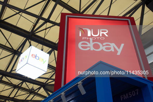 A general view of the eBay logo is being seen during the Chinajoy games fair in Shanghai, China, on July 26, 2024. 