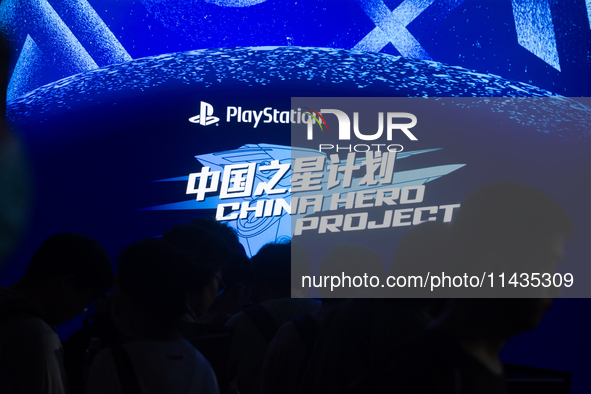 A general view of the PlayStation game booth is being shown during the Chinajoy games fair in Shanghai, China, on July 26, 2024. 