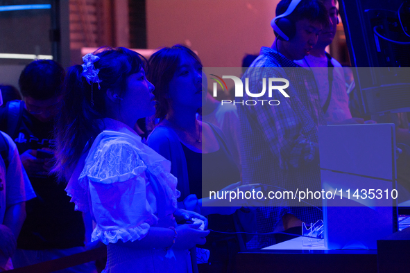 A general view of the PlayStation game booth is being shown during the Chinajoy games fair in Shanghai, China, on July 26, 2024. 