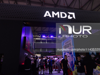 A general view of the AMD booth is being shown during the Chinajoy games fair in Shanghai, China, on July 26, 2024. (