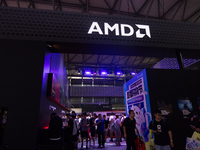 A general view of the AMD booth is being shown during the Chinajoy games fair in Shanghai, China, on July 26, 2024. (