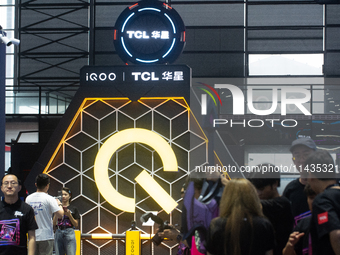 A general view is showing the TCL booth at the Chinajoy games fair in Shanghai, China, on July 26, 2024. (