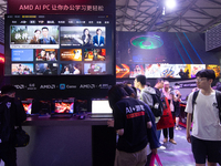 A general view of the AMD booth is being shown during the Chinajoy games fair in Shanghai, China, on July 26, 2024. (