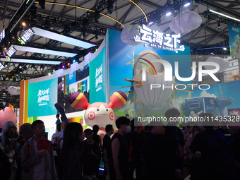 A general view is showing the Sea of Clouds booth during the Chinajoy games fair in Shanghai, China, on July 26, 2024. (