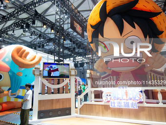 A general view of the Bandai Namco booth is being shown during the Chinajoy games fair in Shanghai, China, on July 26, 2024. (